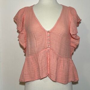 American Eagle Pink Ruffled Women's Top